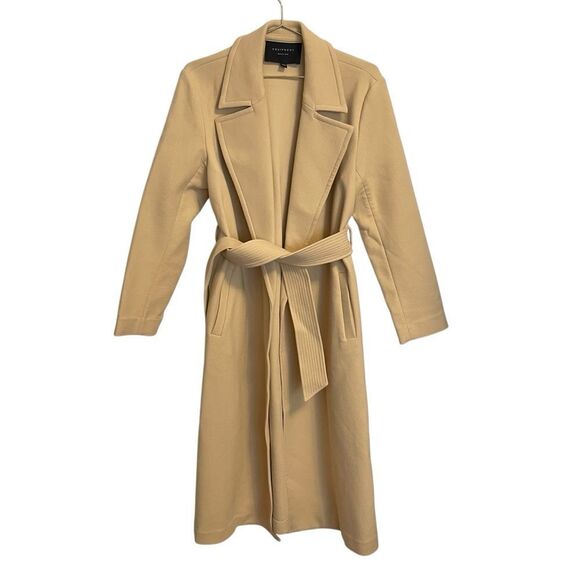 Equipment Alyssandra Long Line Knit Trench Coat in Biscuit Size Small - Picture 2 of 8
